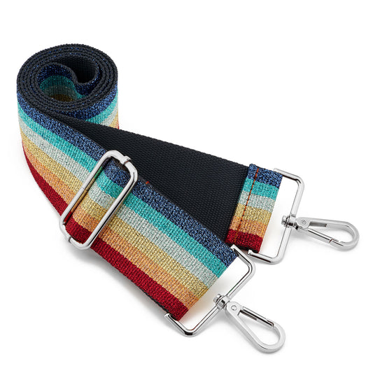 Wide Shoulder Strap Adjustable Replacement Belt Guitar Style Crossbody Bag Handbag Strap Multicolor Canvas Straps（wide: 1.97"(5CM)，Long:49.2in） (Rainbow4)